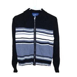 Express Bleus Black Striped Cardigan Sweater Jacket XS